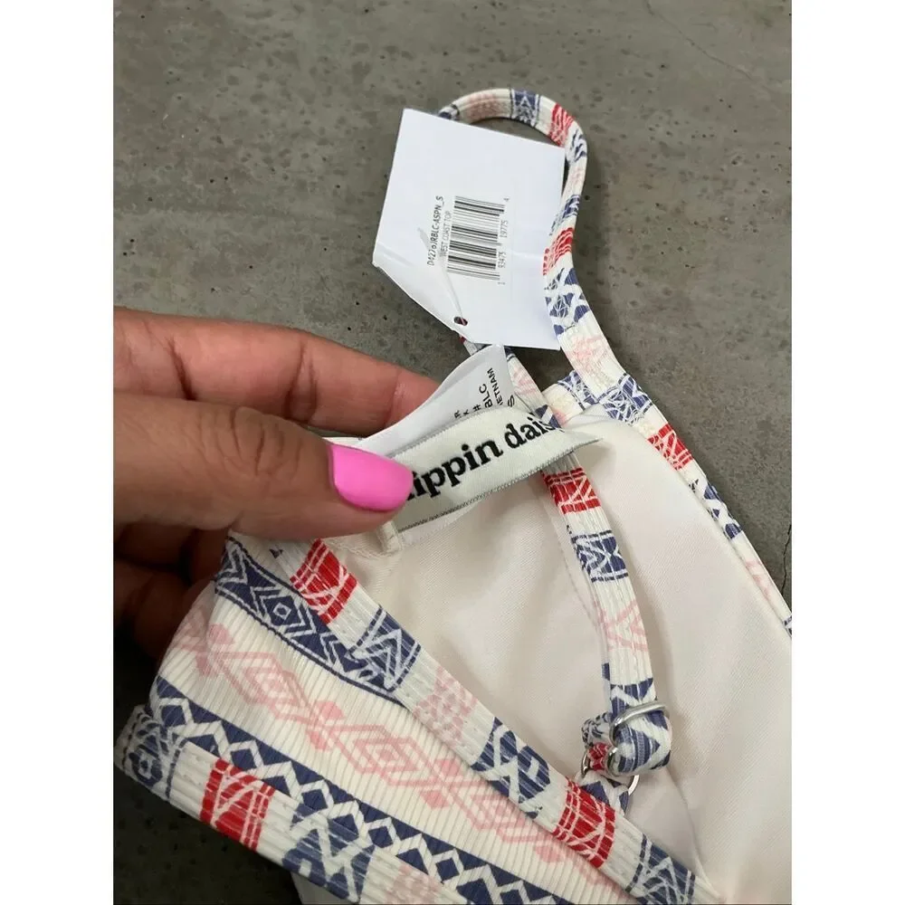 Dippin Daisy West Coast Bikini Top | White and Red in Small